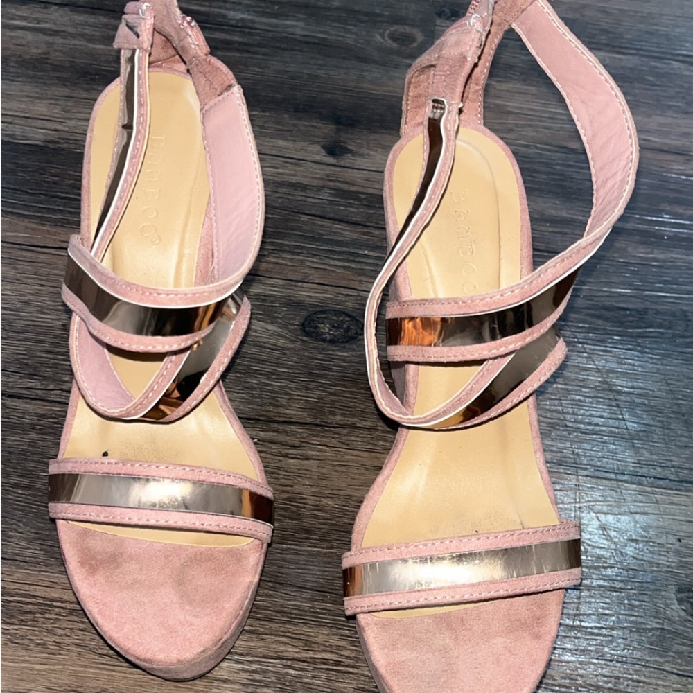 Blush and Gold Strappy Sandals